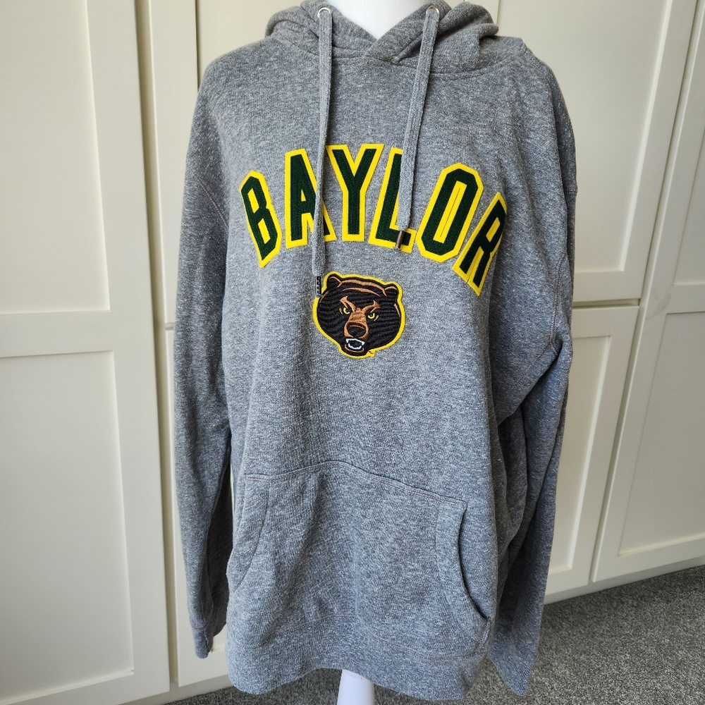 Baylor Bears University Hooded Sweatshirt Gray Letterman Soft Cozy Large